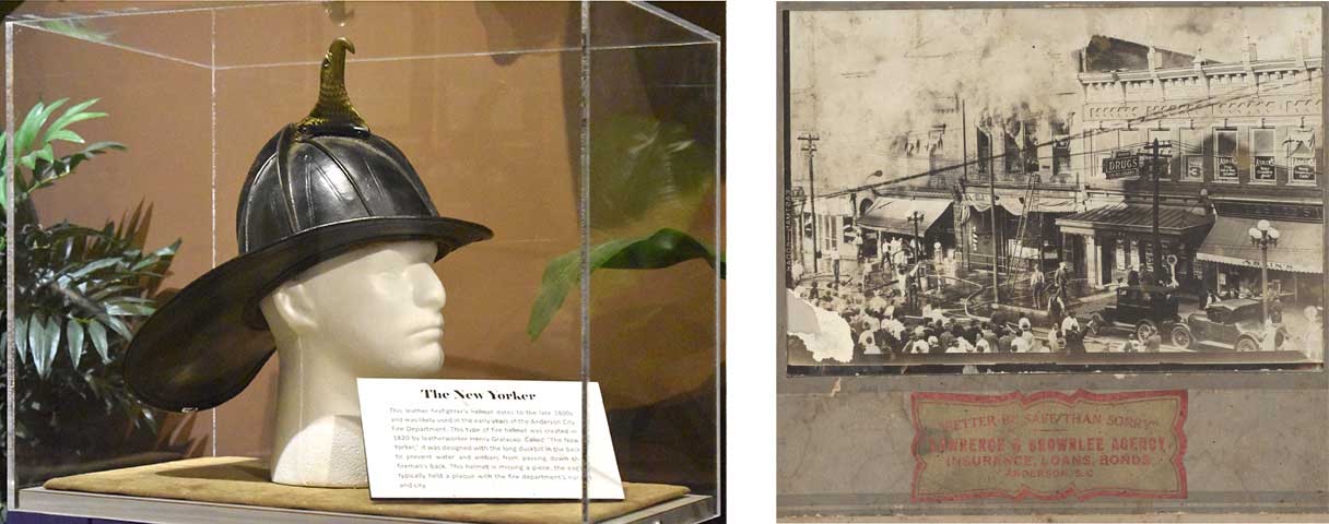 museum display and black and white photo