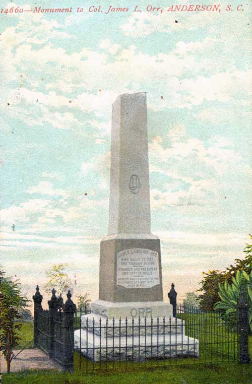 postcard photo of the orr monument